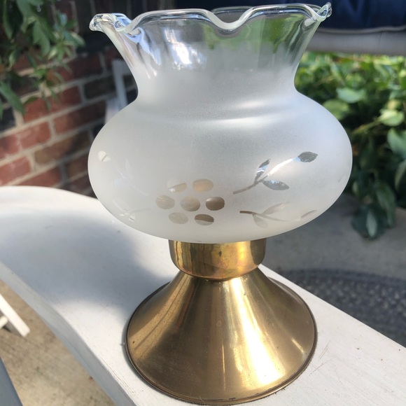 Vintage Accents Vintage Brass And Glass Hurricane Candle Lamp